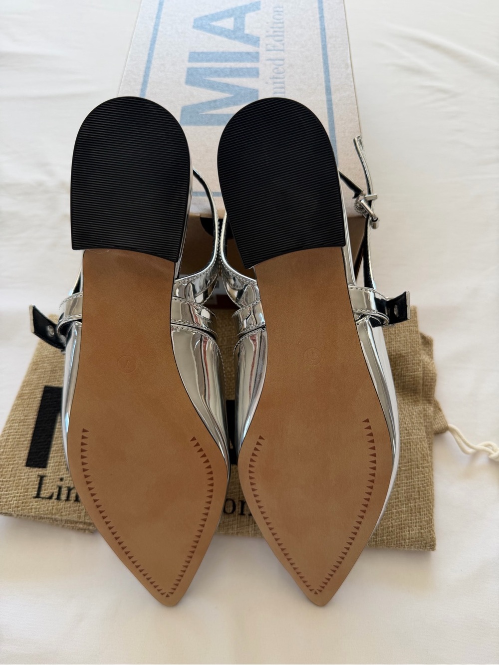 MIA Metallic Silver Pointed Slingback Heels - Picture 7 of 10